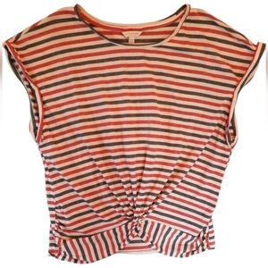 Lucky Brand Shirt Womans XL Red White Blue Stripes American Classic Casual